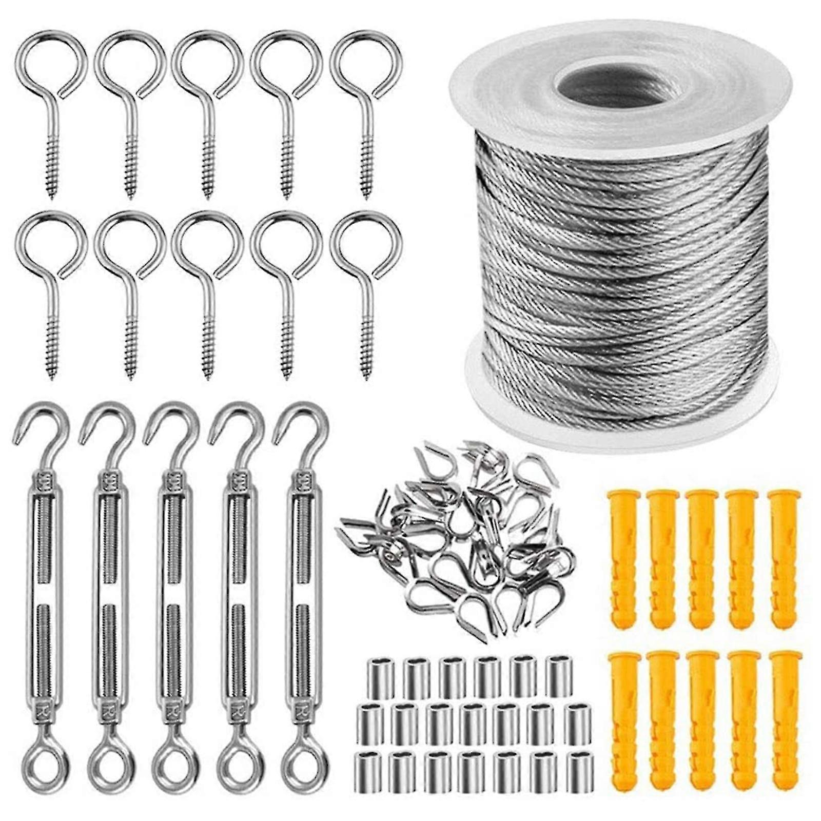 Steel Pvc Coated Soft Cable Woodworking Milling Cutter Clothesline Stainless Transparent 30meters Hooks 57pcs Wire Rope
