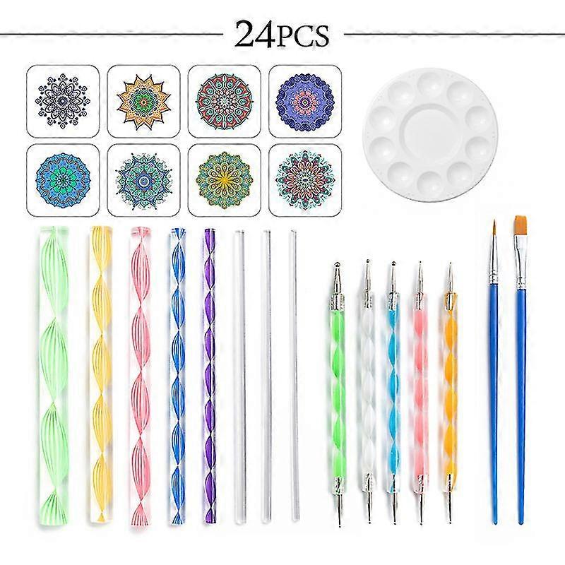 24pcs Dotting Painting Tools With Mandala Set Pen Dotting With Kit Ball Stylus Clay Sculpting Carving Tools For Clay Pottery Craft,painting Rocks