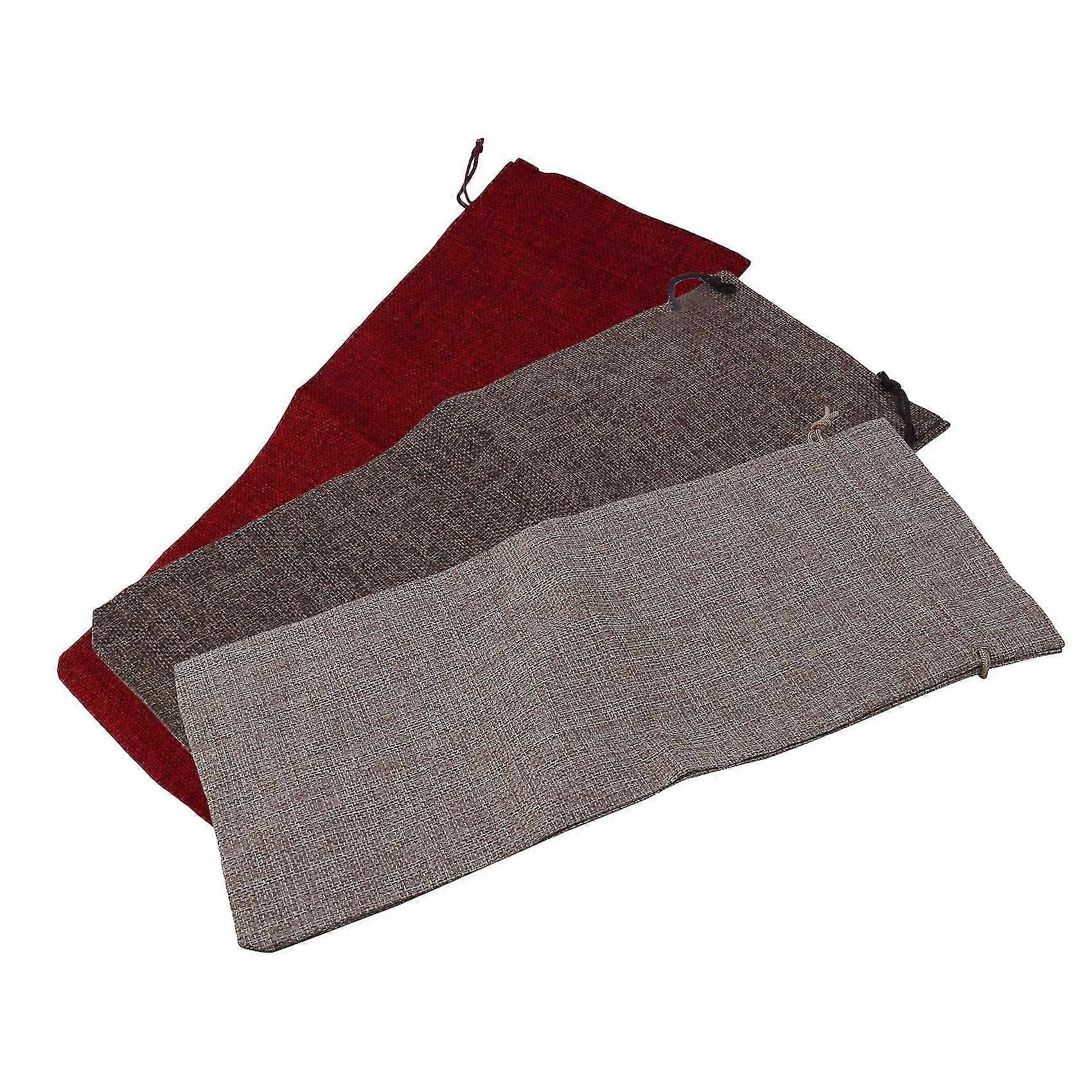 Linen Burlap Wine Bags, 3pcs Bottle Bags With Drawstrings For Party Wedding Favor - 6in X13.4in (3