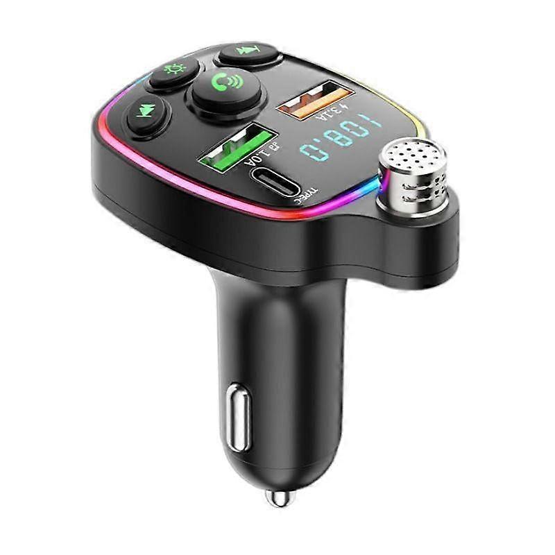 Wireless Bluetooth 5.3 FM Transmitter for Car, Fast Charger 3.1A, Bluetooth Radio Adaptor, PD+QC3.0, Noise-Canceling Microphone, and Music Player