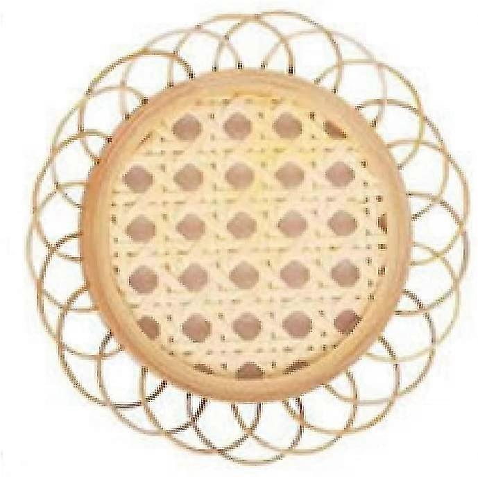 Round Bamboo Rattan Storage, Hand-woven Saucer, Handmade Cushion, Pothrouder, Woven Rattan (color : Style 2)