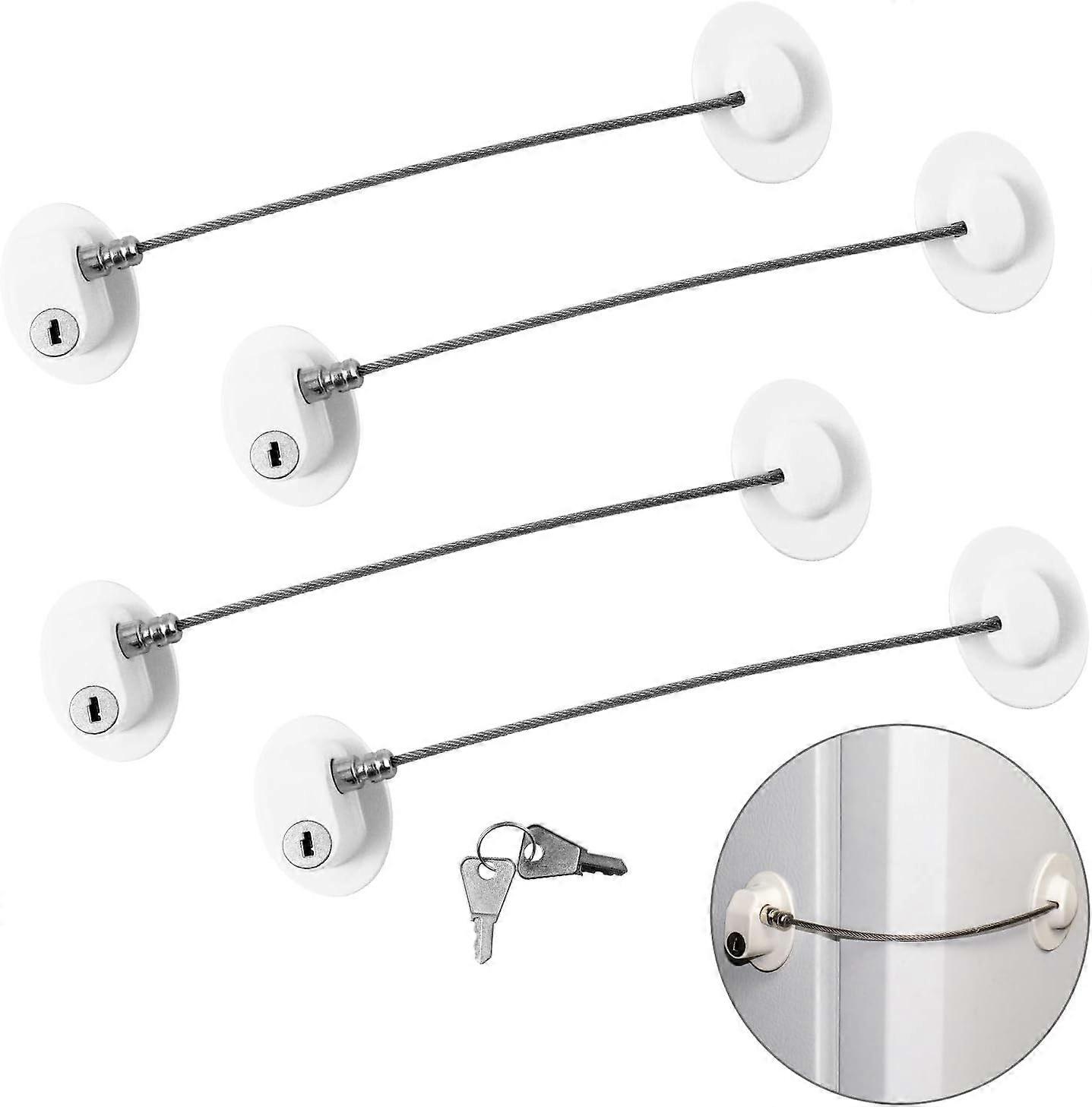 4 Pack Child Safety Locks with Keys for Fridge, Doors and Drawers, WindowsWhite
