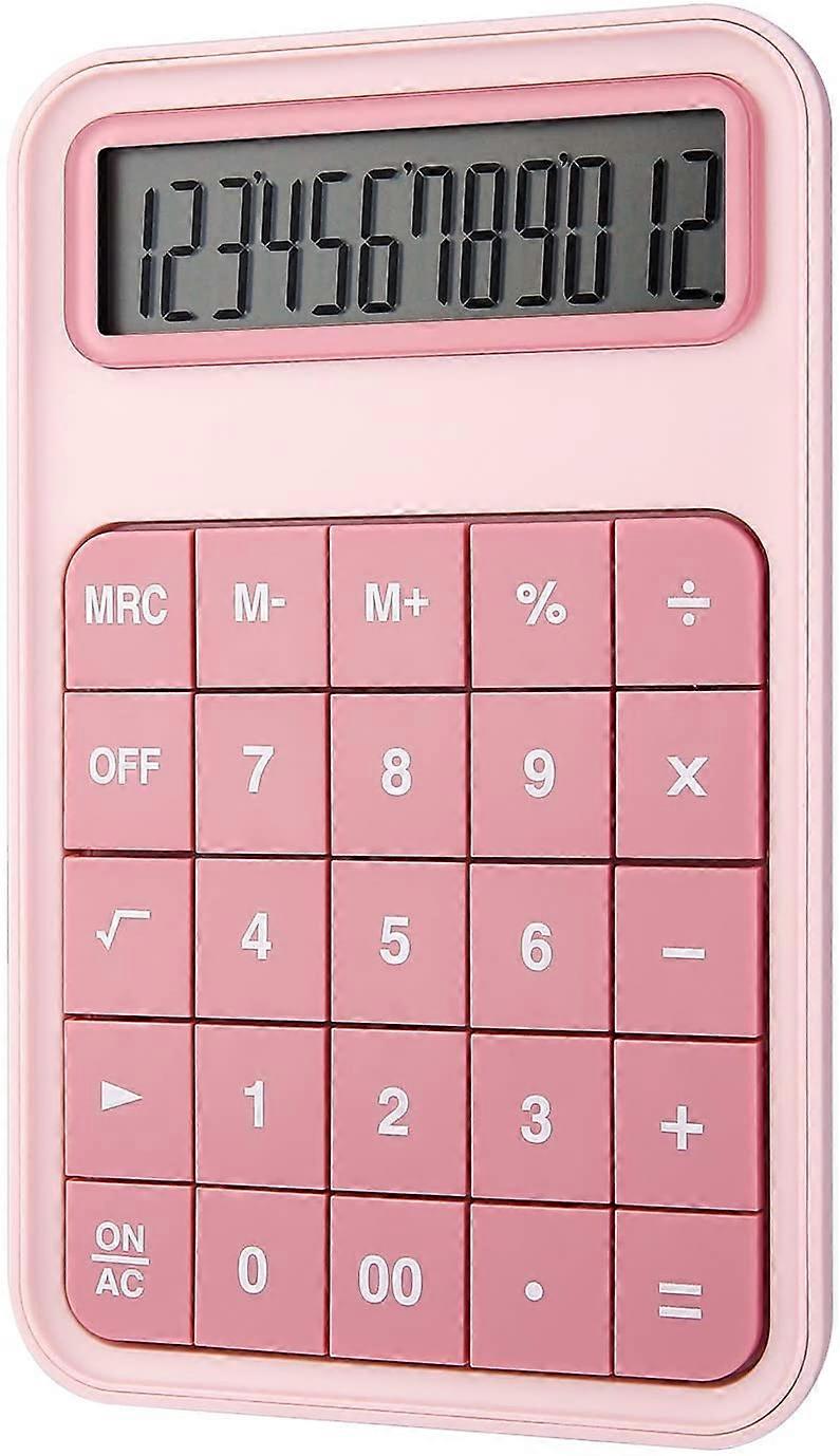 Calcolatrice Da Tavolo, Calcolatrice Da Ufficio Con Display A 12 Cifre A Batteria A Display LCD - Rosa