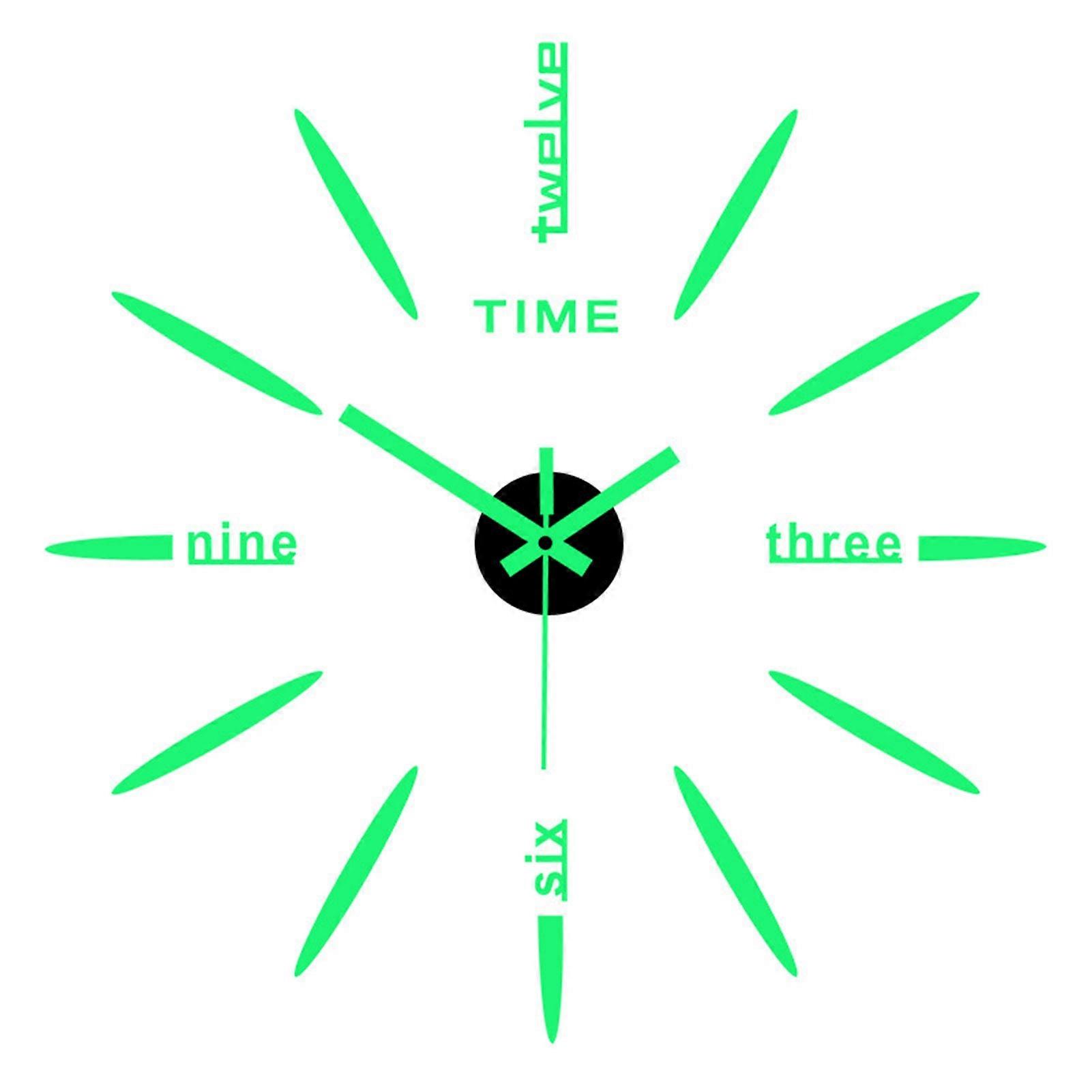 Wall Clock Glow in The Dark Self-adhesive Adjustable DIY Luminous Wall Sticking Acrylic Clock Decal Home Decor KAESI