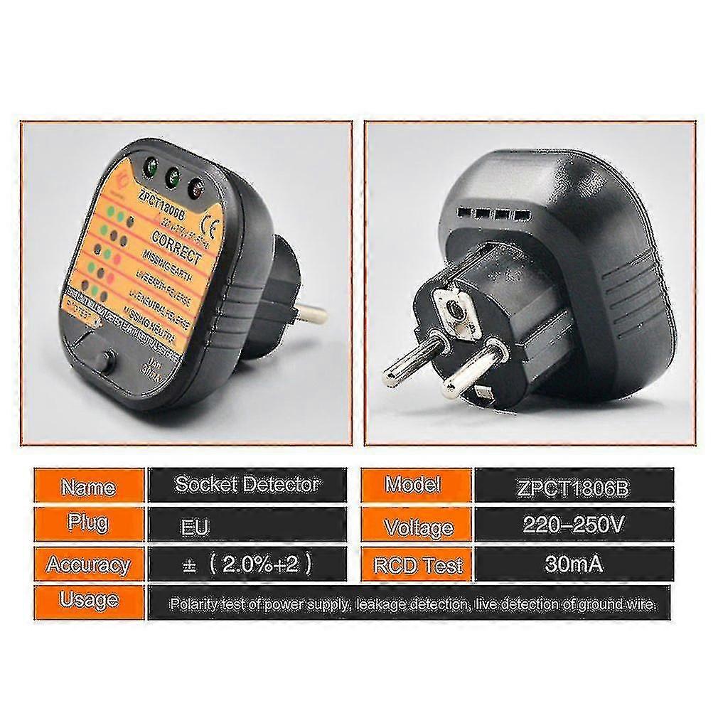 Fgao Zpct1806b Outlet Socket Tester Detector Circuit Polarity Voltage Plug