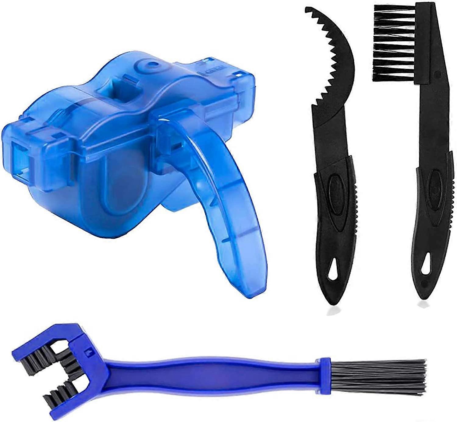 Bicycle chain cleaning device kit, chain cleaning device, cleaning scrubber brush tool for all types of bicycle chain cleaning