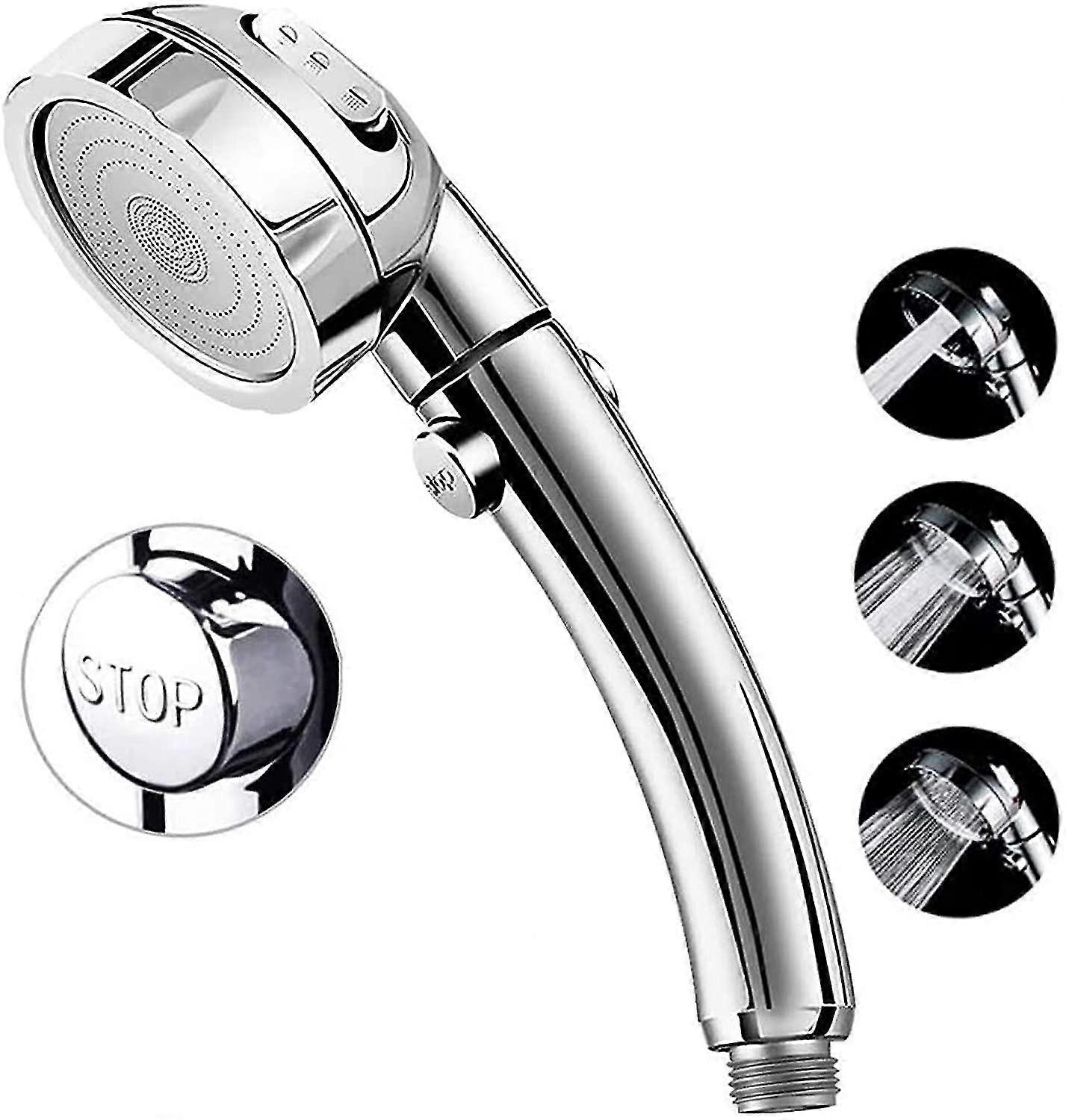 High Pressure Shower Head, 3-Settings Handheld Showerhead With On/Off Full Shutoff Push Button And Switch To Control Flow