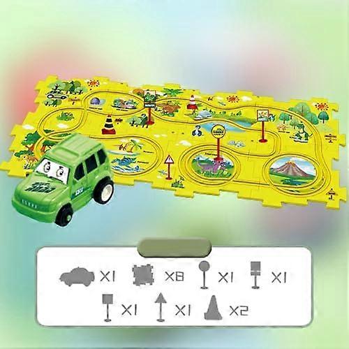 DIY Assembling Electric Trolley, Children's Educational Puzzle Track Car Play Set, Battery-Operated Toy Vehicle & Puzzle Board, Funny RailCar Building