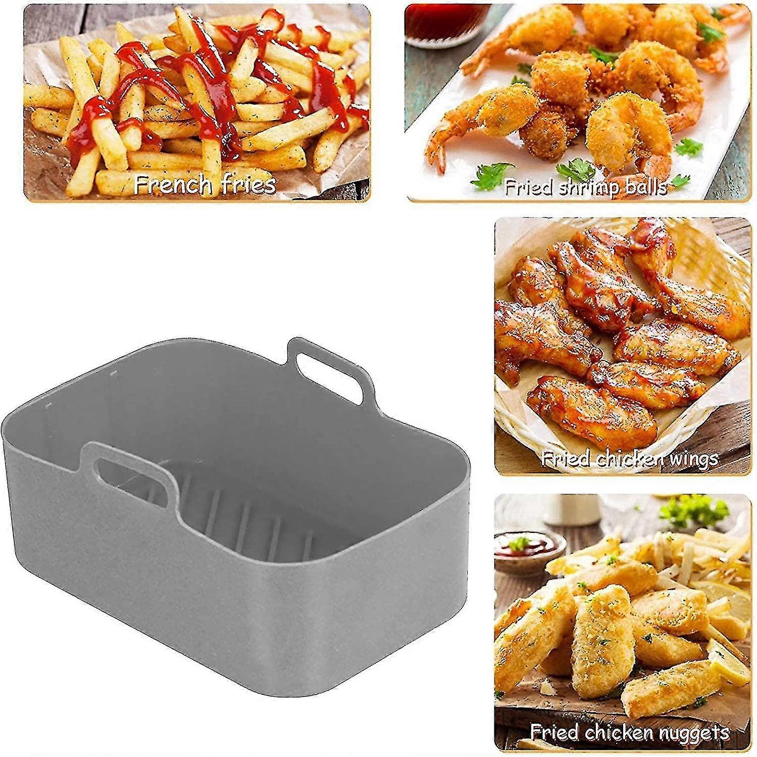 2pcs Silicone Pot For Ninjas Dual Air Fryer, Silicone Air Fryer Liners Double Air Fryer Silicone Air Fryer Basket, Air Fryer Rack