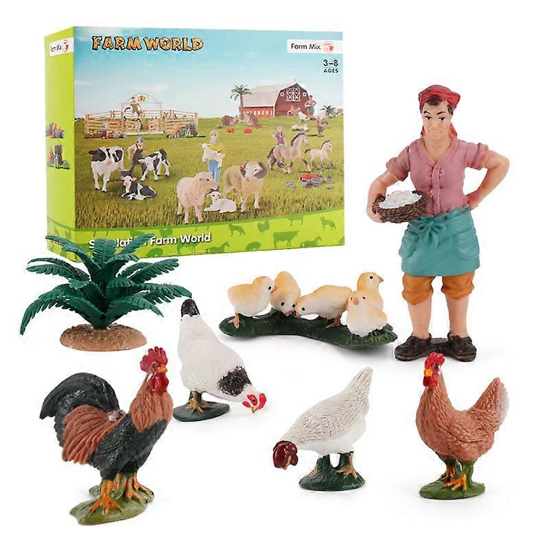 Figurines Simulated Plastic Feeder and Chicken Style