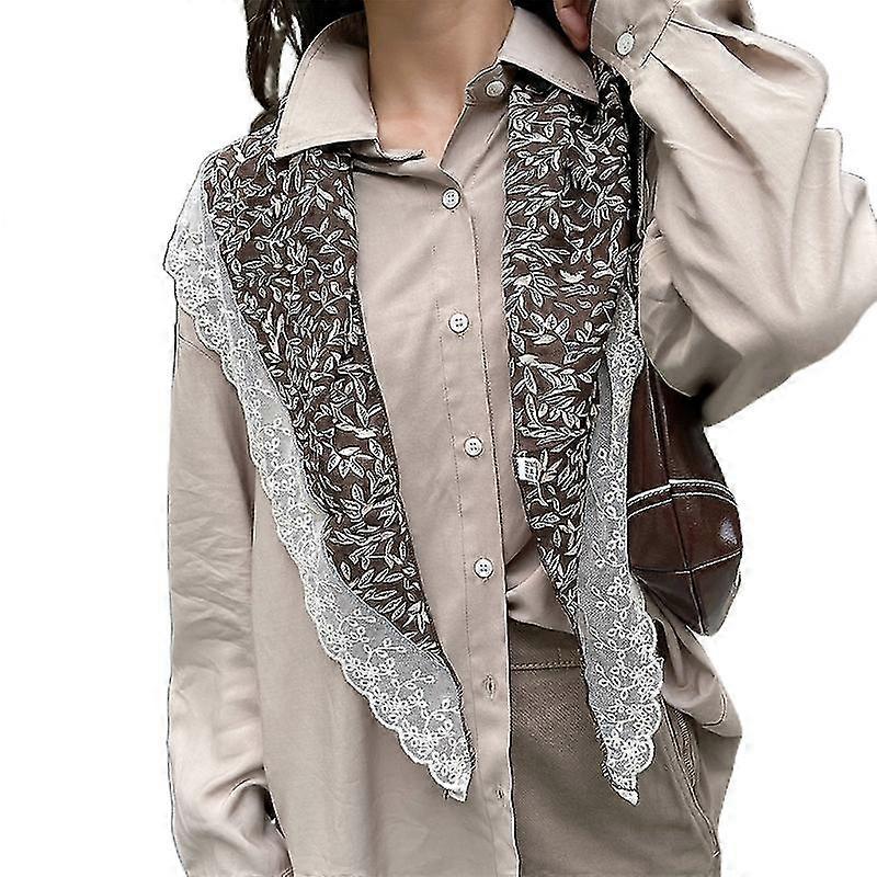 Korean Female Summer Leaf Pattern Wool Knit Neck Guard Fake Collar Pullover