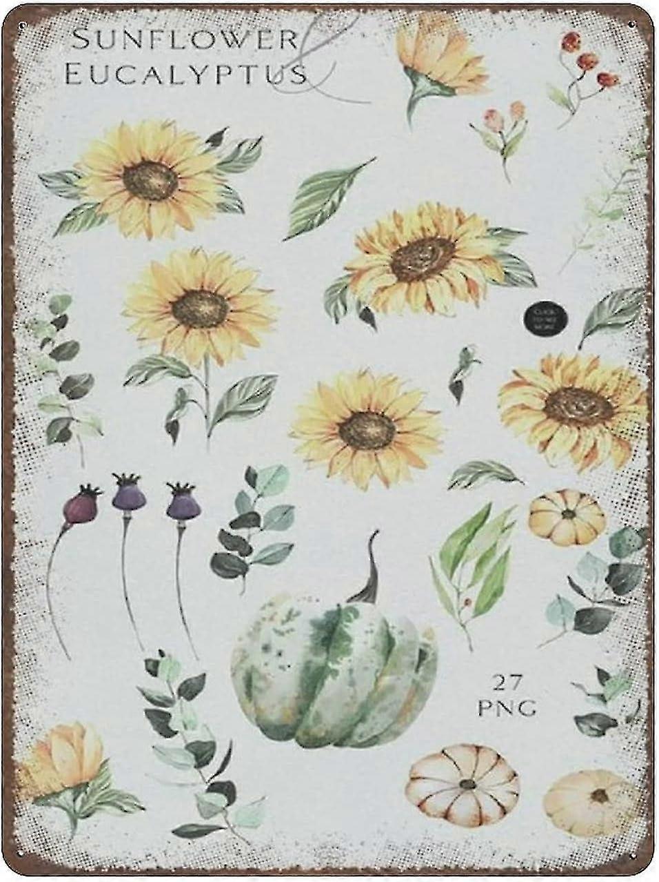 Decoração de Flores Botânicas de Lata de Metal 8x12 Polegadas OU 12x16 Polegadas Modo 1831