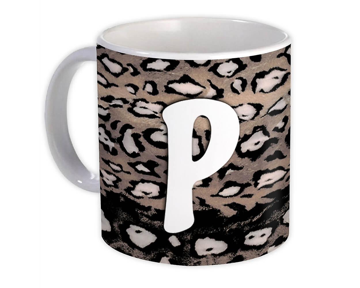 Hediye Kupa: Monogram Harf P Cheetah