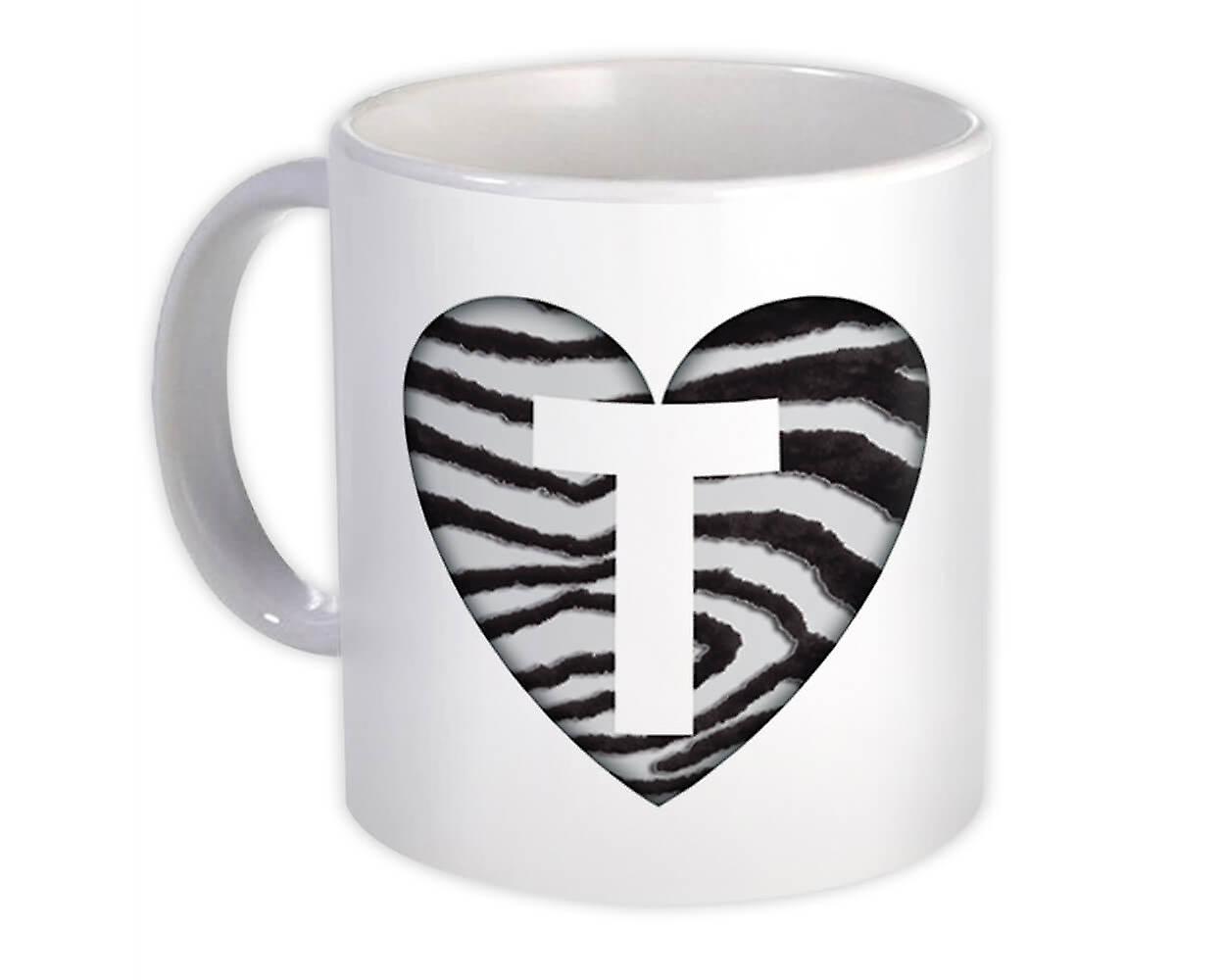 Gift Mug: Monogram Letter T Zebra