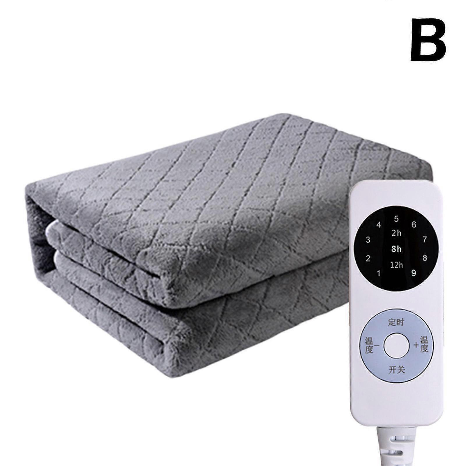 Electric Heated Throw Soft Fleece Grey Over Blanket Digital Controller