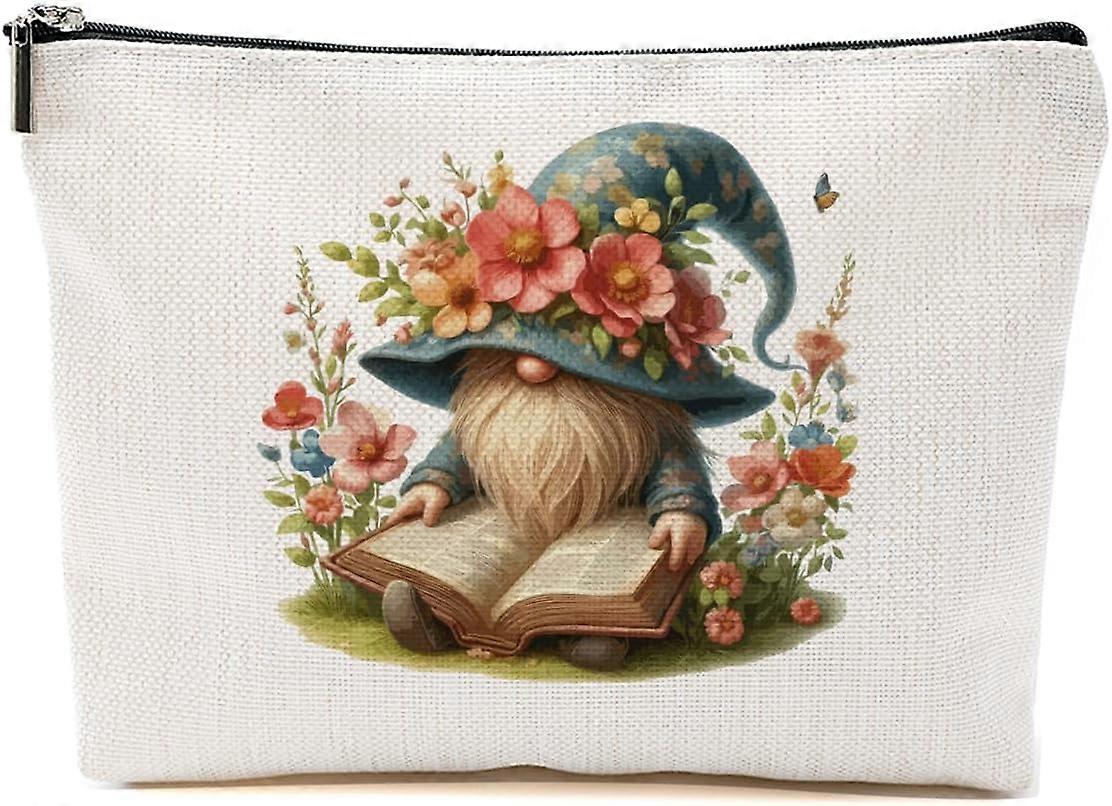 Gnomes δώρα για τις γυναίκες, χαριτωμένο floral gnome τσάντα μακιγιάζ, gnome δώρα αστεία gnomes καλλυντική τσάντα, δώρα φιλίας για τις γυναίκες κορίτσια bestie κόρη, Christm