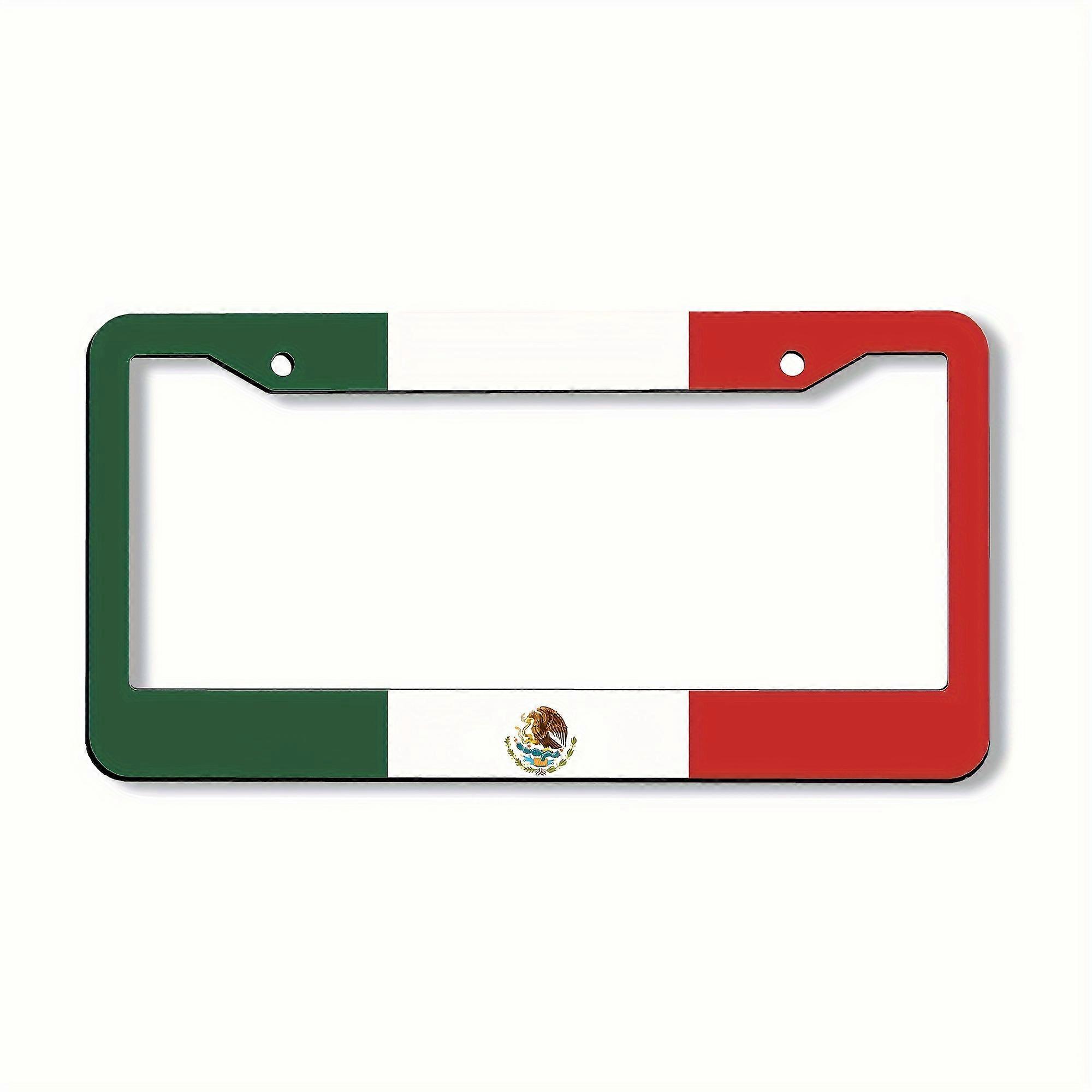 License Plate Frame, Mexican Flag License Plate Frames Decorative Car Tag Cover Aluminum Auto License Plate Holder For Men Women US Standard