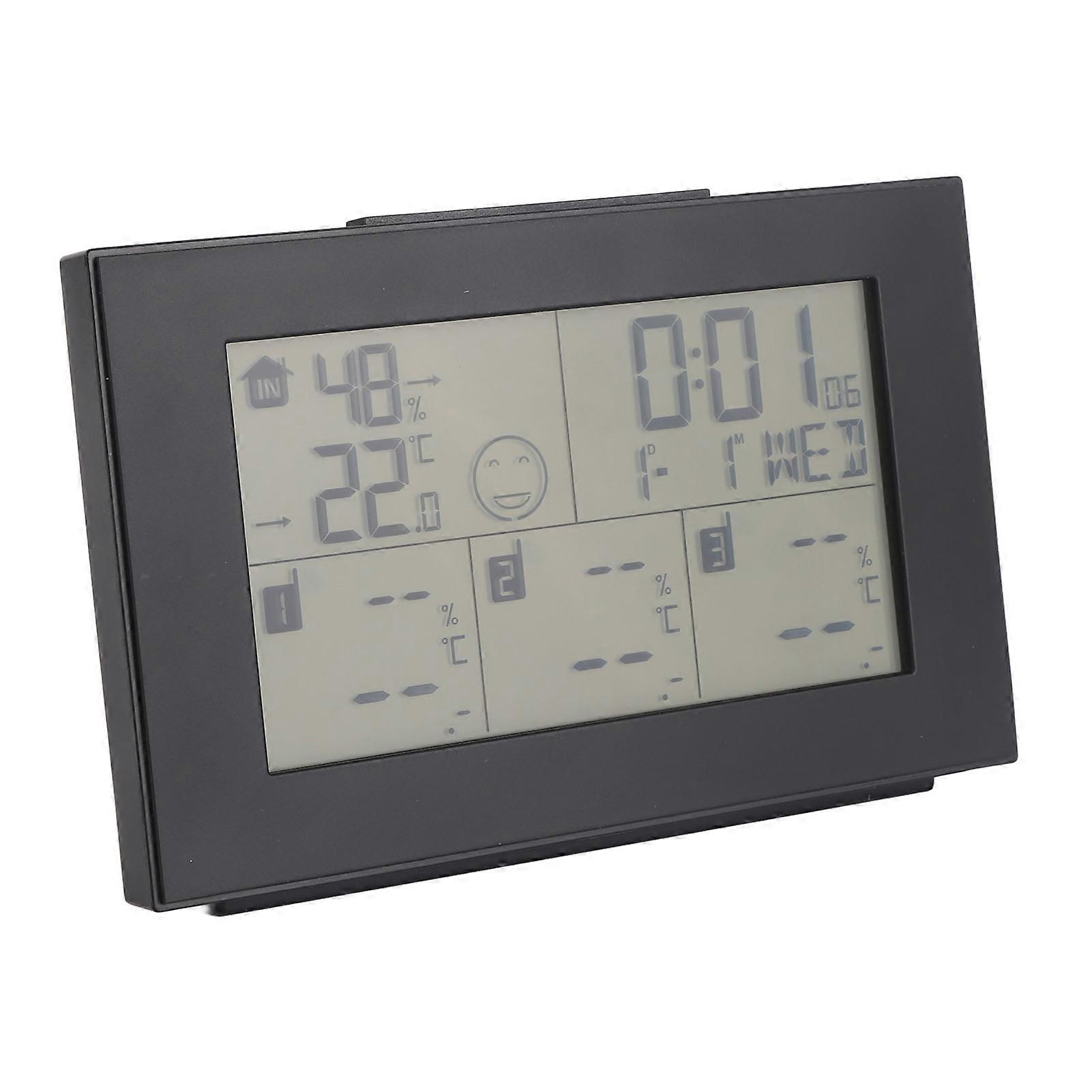 3-Channel Weather Clock with Temperature Humidity Monitor RF Indoor Outdoor