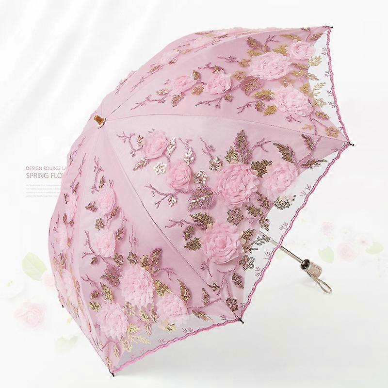 Lace Up Flower Umbrella For Women Summer Parasol Folding Sun Garden Uv Umbrella Portable Lady Beautiful Beach Paraplu Rain Gear