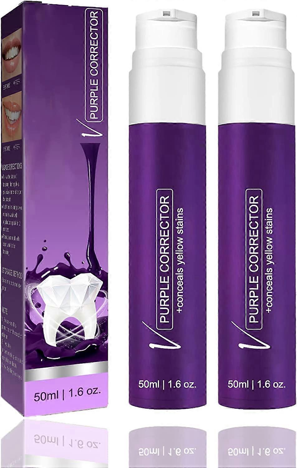 2Pcs Teeth Whitening Toothpaste, Purple Toothpaste, Colour Correcting Tooth Stains Whitening Toothpaste, Teeth Whitening Booster