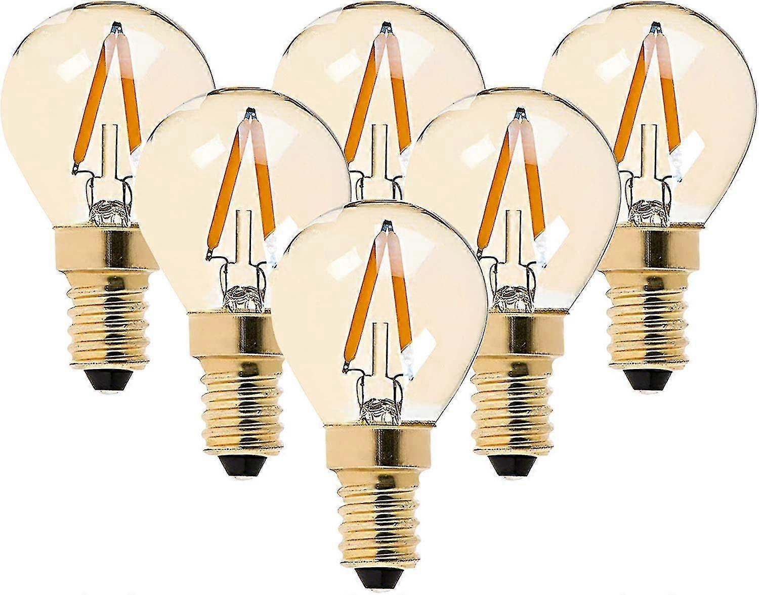 G40 Led Filament Mini Globe Light Bulb 1w - Ultra Warm White 2200k (amber Glow) - 10w Equivalent Replacement - E14 Chandelier Bulbs- Not Dimmable -6 P