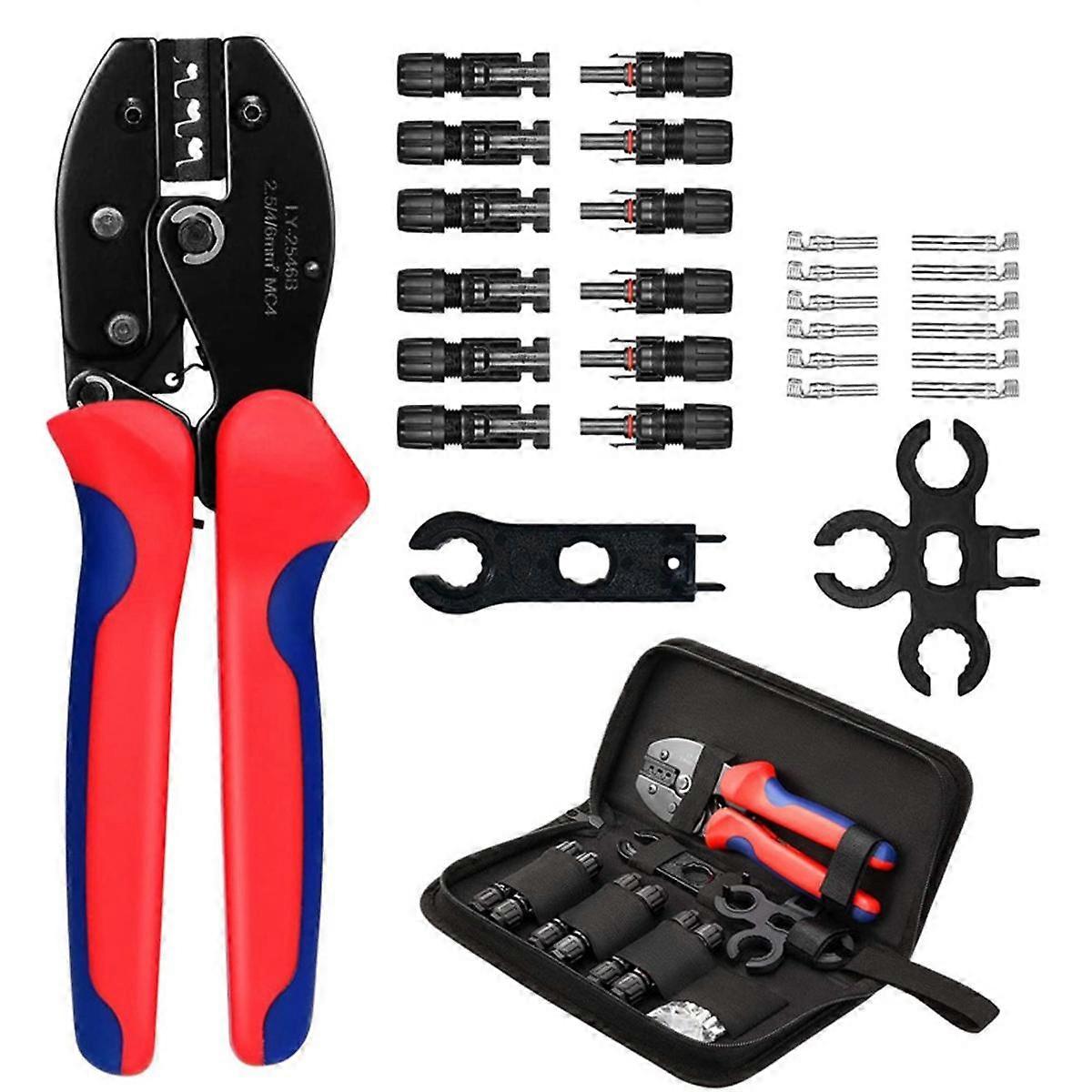 27PCS/Set Solar Connector 1000V30A Solar Panel Branch PV Connectors Connect Tool -2546B Crimping Pl