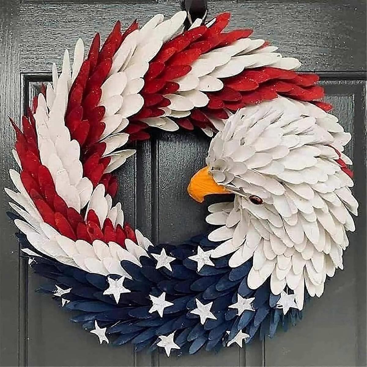 Patriotic Independence Day Wreath – Bald Eagle Design For Front Door Decor, Unbranded