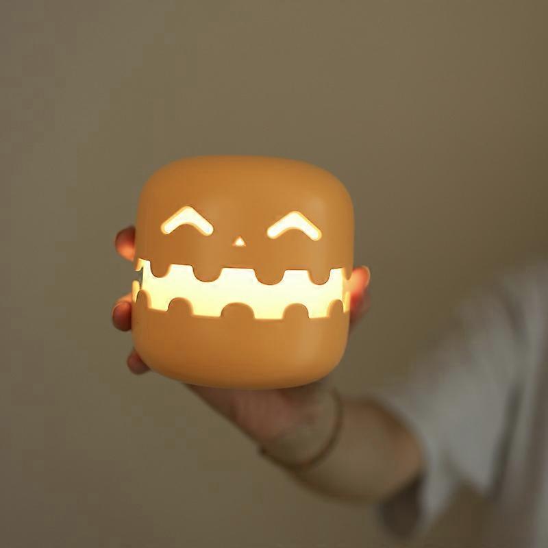 Halloween Pumpkin USB Rechargeable LED Night Light Orange Plastic ABS Warm White Tabletop Decor