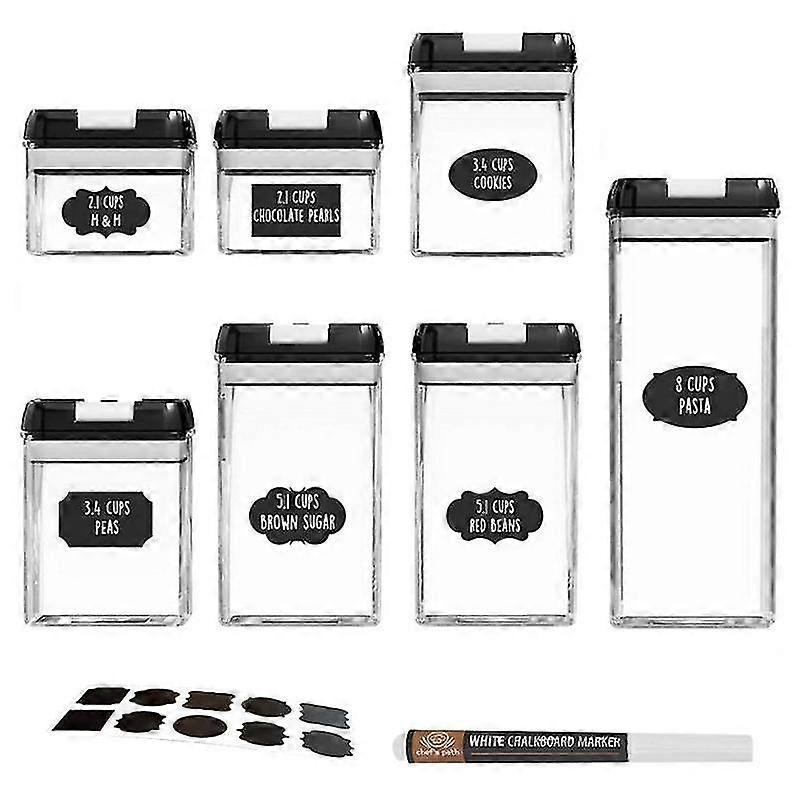 7Pcs/Set Square Airtight Food Storage Containers Pantry Organization Sealed Jars