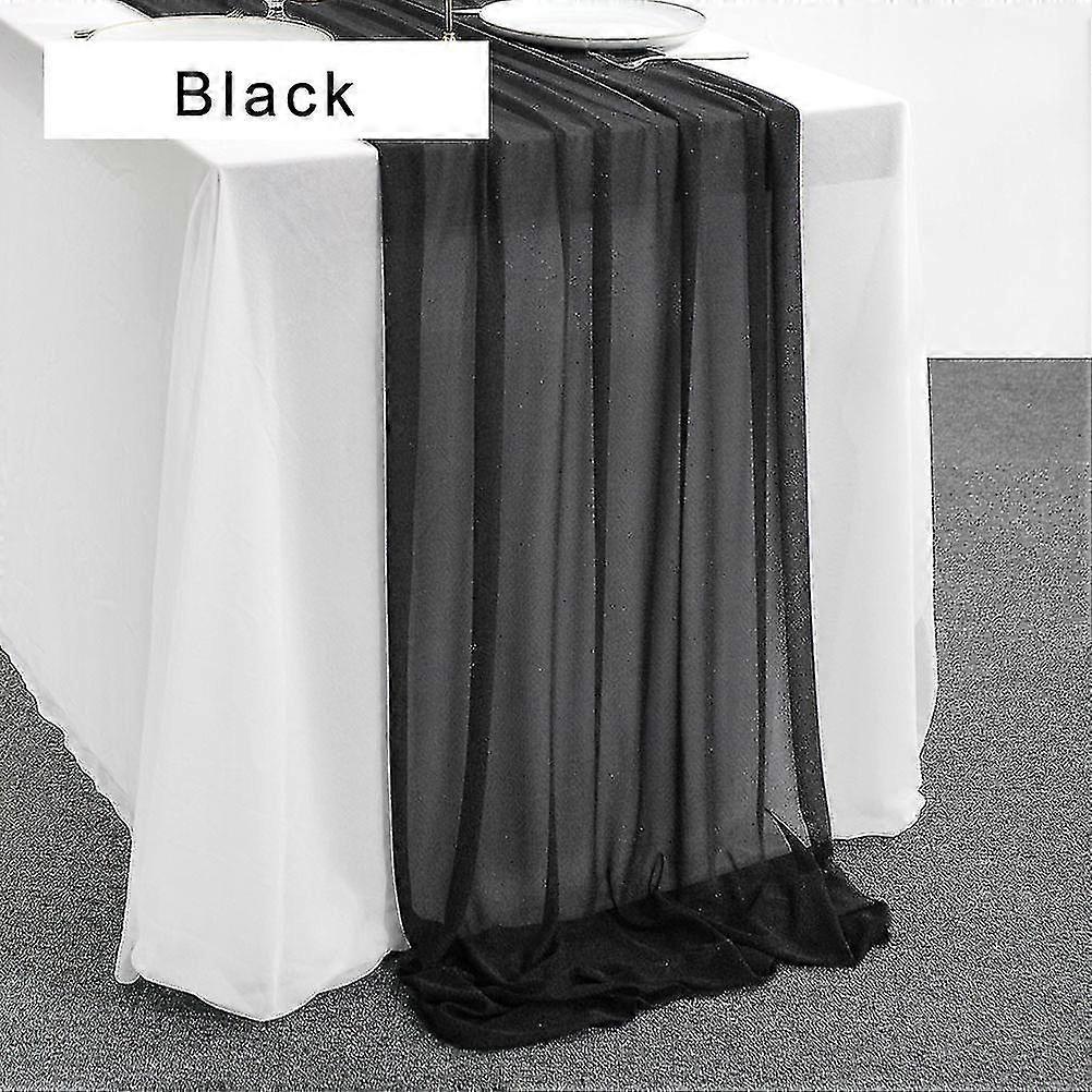 Sheer Chiffong Lyx Solid Färgglada Bord Runner Blå Rustik Boho Bröllopsfest Möhippa Födelsedag Hem Juldekoration (Storlek: 4.3m X 74cm)