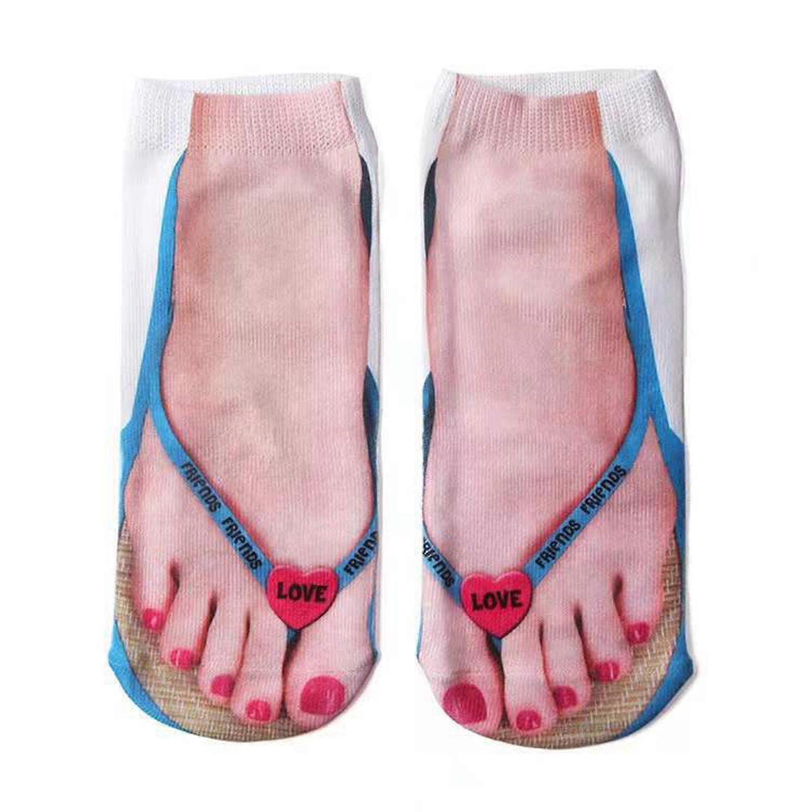 Manicure print socks flip flop print socks 3D pattern socks funny hidden Socks