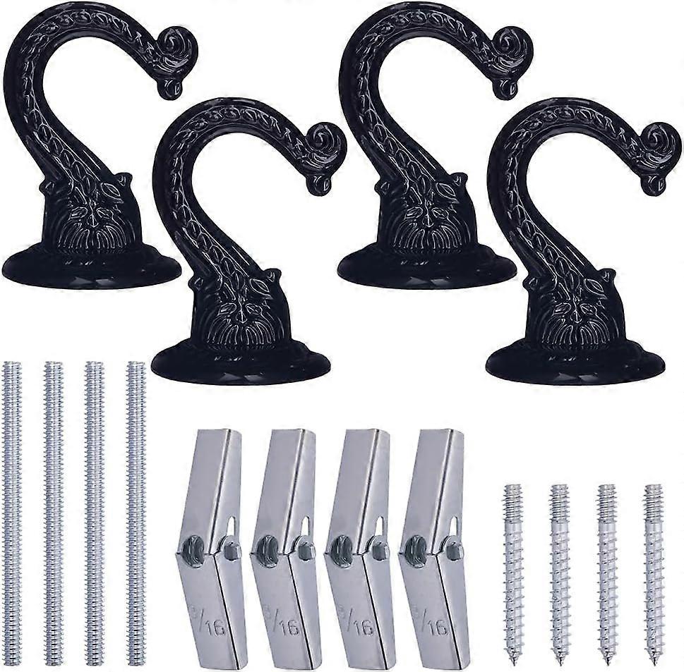DIY 4 Sets Ceiling Hooks Canopy Bed Hooks Ceiling Swag Hooks Heavy Duty Plant Hooks for Ceiling with Screws Bolts and Toggle Wings Installation Cavity