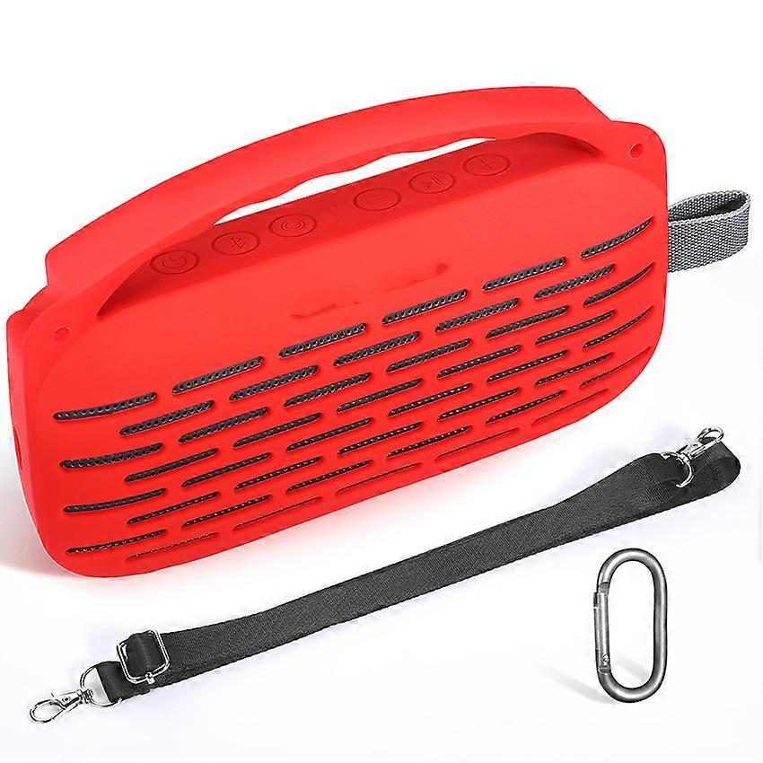Speaker Case Bluetooth Speaker Silicone Case Protective Case Accessories for Bose Soundlink Flex 2nd Gen(Red)