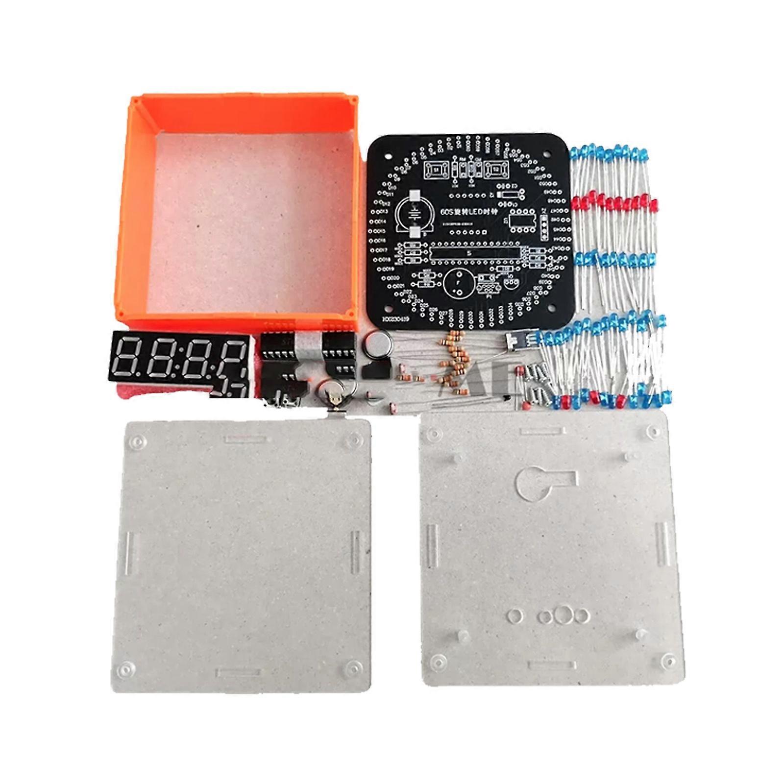 DIY Rotating LED Electronic Digital Clock Kit Learning Board DC5V DS1302 + Shell