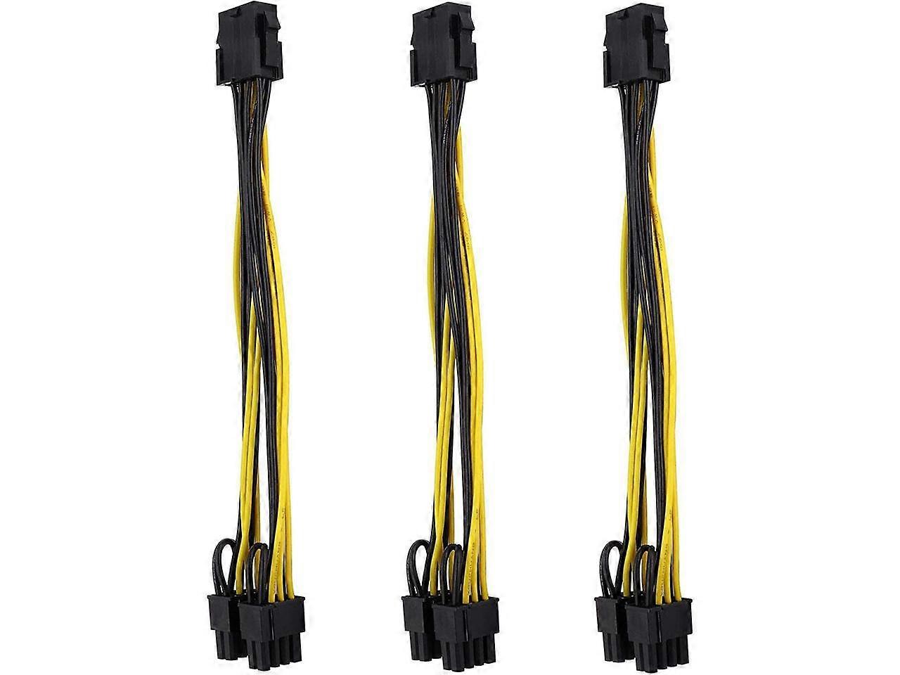3 Packs GPU VGA PCIe 8 Pin Female to Dual 8 Pin (6+2) Male PCI Express Adapter Splitter Power Cable 9 inch