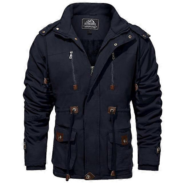 معاطف جديدة مبطنة بالصوف السميك للرجال، جاكيت تكتيكي بغطاء للرأس، معطف شتوي دافئ، ملابس خارجية، سترة واقية من الرياح، باركا للرجال