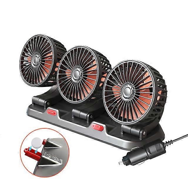 Upgrade Three Heads Car Cooling Fan 5/12/24V Adjustable Angle Car Air Fan 2-Speed Adjustable with Brushed Motor Low Noise