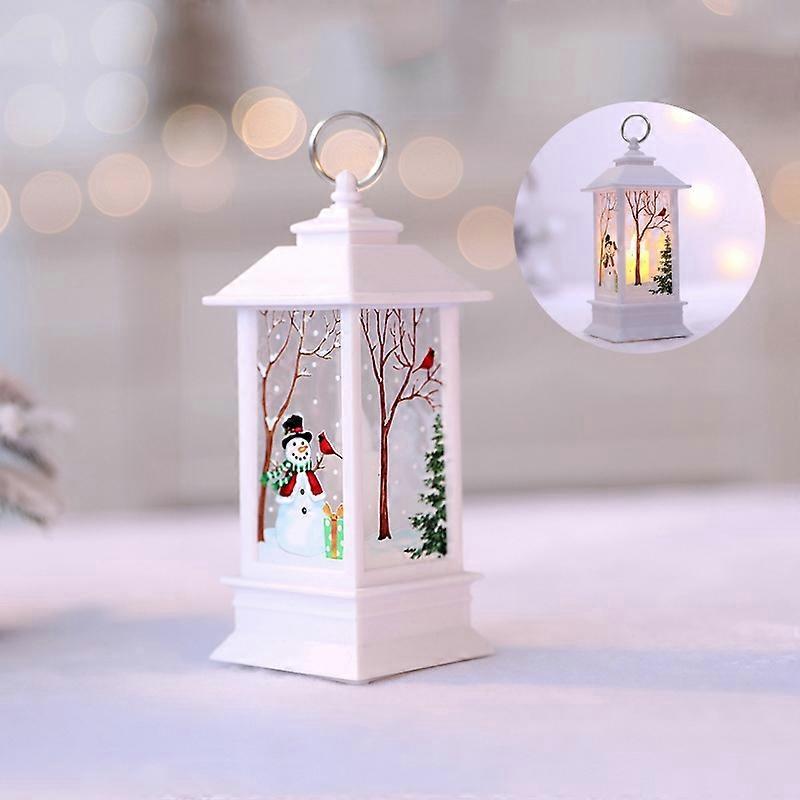 White Snowman Pattern Christmas Simulation Flame LED Lamp