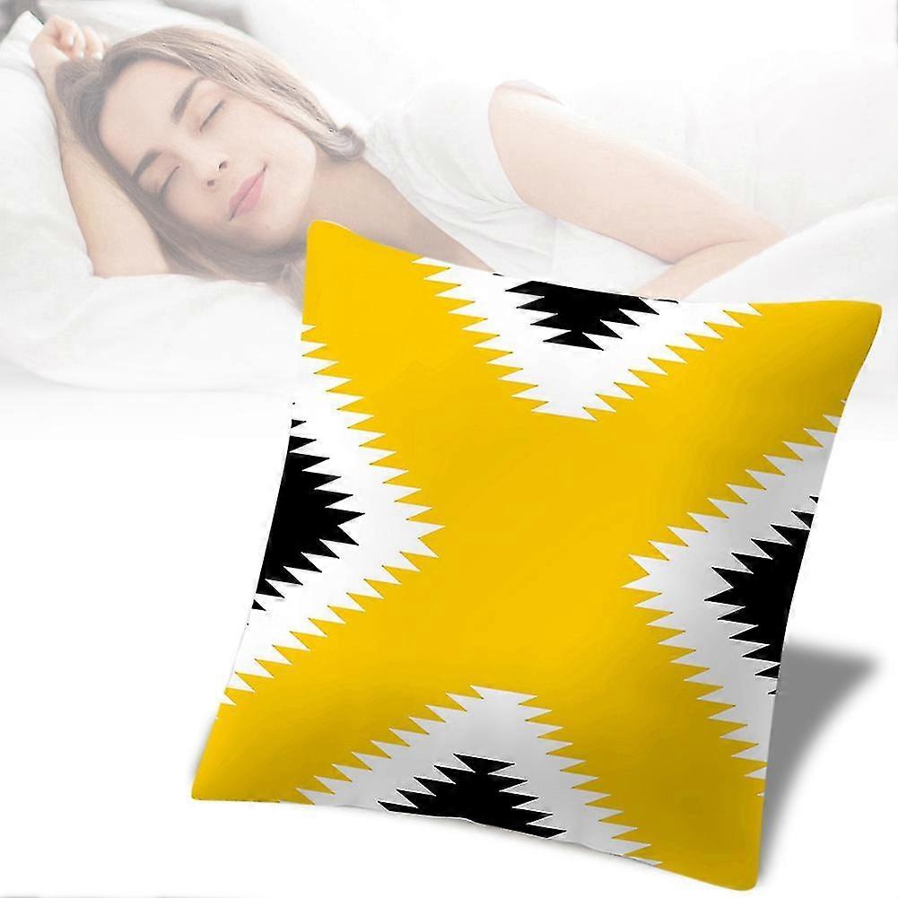 45cm Yellow Geometric Pattern Cushion Cover Sofa Comcompatible Fortable Pillow Case Home Decor (6#)