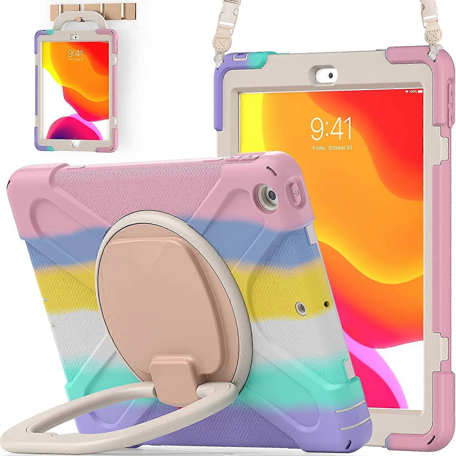 iPad 9th/ 8th/ 7th Generation Case (iPad 10.2 inch Rugged Case) with  Rotating Stand/Pencil Holder