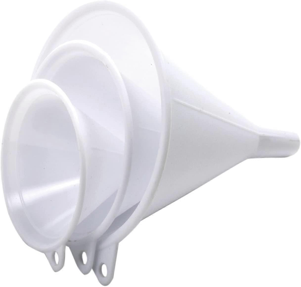 Plastic Funnel, Set of 3, White