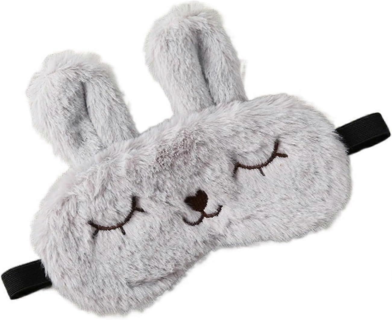Blindfolds, Cute Cartoon Rabbit Plush Sleeping Eye Mask Comfortable Sleep Mask Sleep Shading Light Eye Cover Eyeshade (Color : Gray)