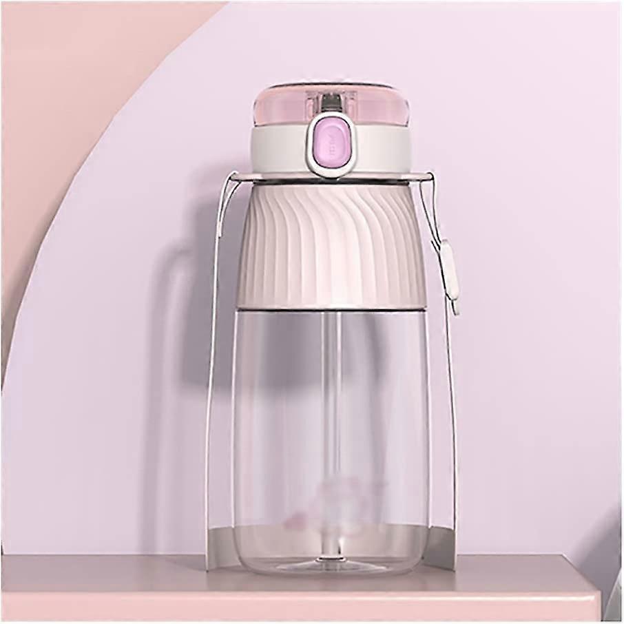 Water Flask Sports Bottle Water Bottles with Straw Flip Top Lid and Security Lock Bottle Capacity : 900ml, Color : Pink