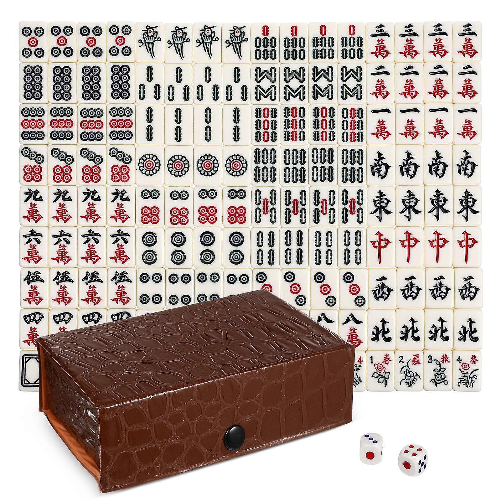 1 Set Mini Mahjong Game Portable Travel Mahjong Set Classic Gathering Party Game