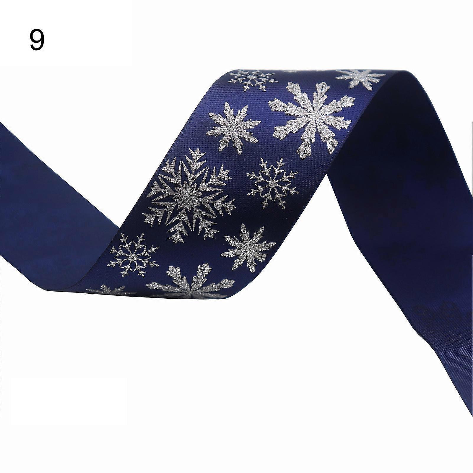 MengXi Christmas Snowflake Pattern DIY Grosgrain Ribbons Polyester Party Wreath Wrapping Ribbon for Gifts
