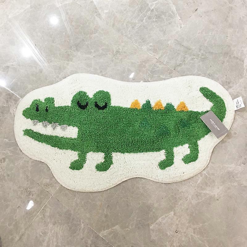 Grün Krokodilförmiger Teppich Niedliche Kunsttier Print Teppich Badematte