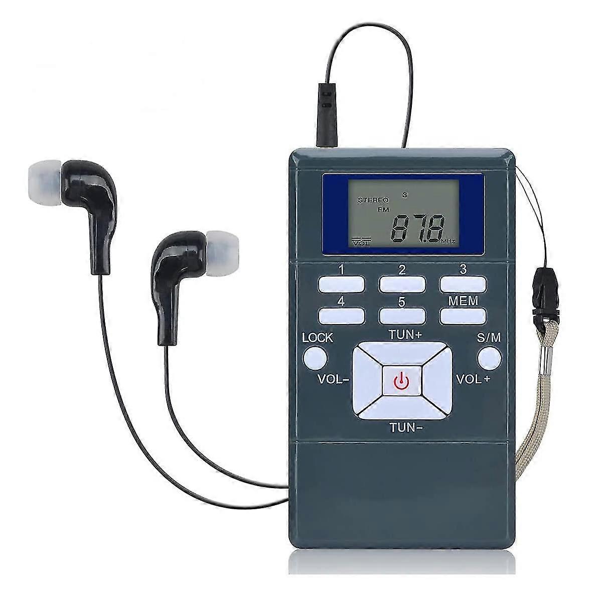 Fm Radio Portable Mini Stereo Radio With Earphones, Battery Powered For Simultaneous Interpretation