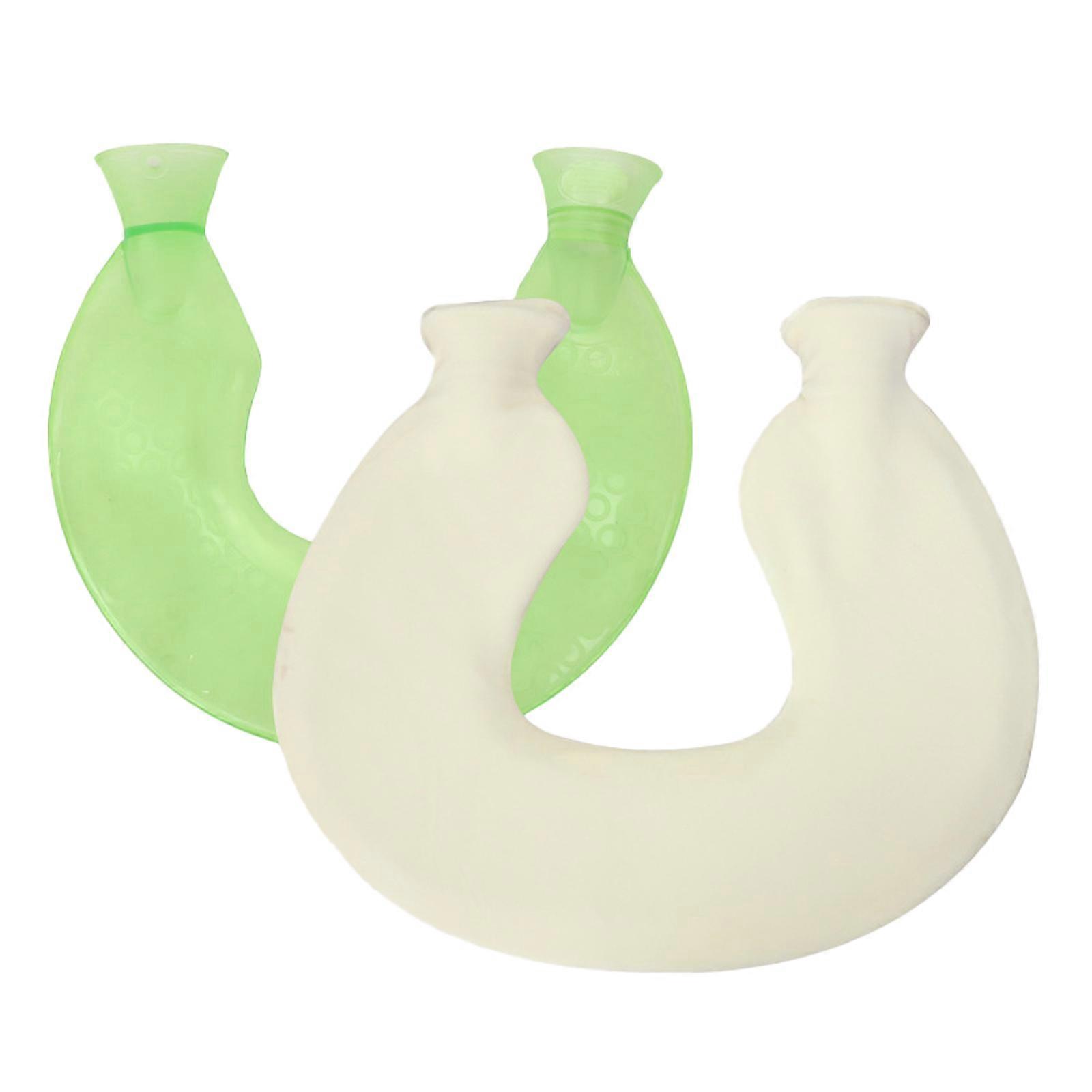 Bästsäljare-U-formad varmvattenflaska med mjukt lock 1L varmvattenpåse för smärtlindring nacke och axlar Menstruationskramper Bärbar varmvattenpåse