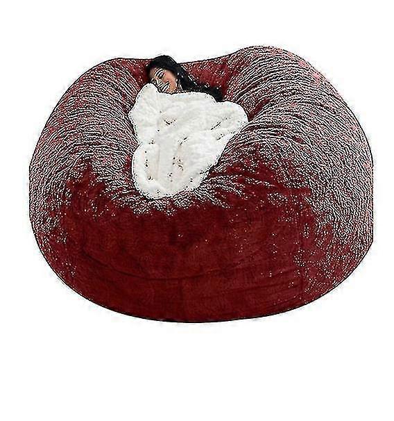 Lazy Sofa Bean Bag Sac de haricots en fourrure artificielle Bean Sofa-135cm*65cm-claret