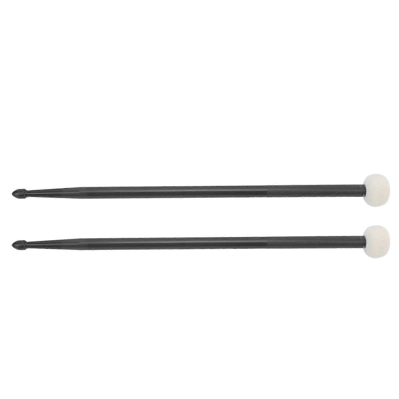 2Pcs Drum Mallet Felt Head Nylon Handle Double Headed Instrument Accessory Set Kit for Playing Black